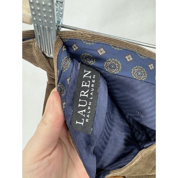 Lauren Ralph Lauren Black Label Pant Women 36 Waist Brown Corduroy Wide Leg - Picture 3 of 6